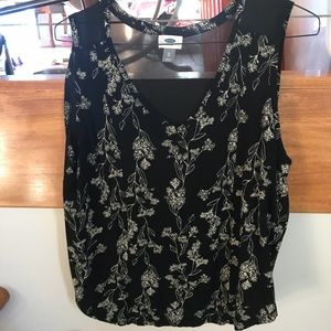 Black with white floral print blouse